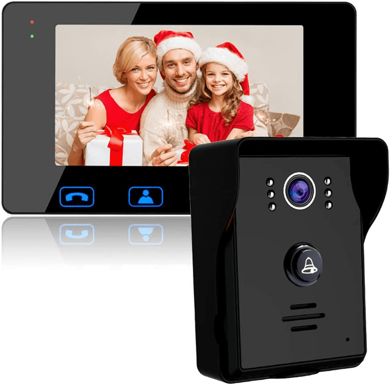 Video Door Phone Doorbell Wires Video Intercom Monitor 7" Wired Door Bell Home Security System with Night Vision and Push Button HD Camera