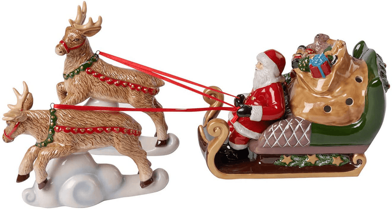 Villeroy & Boch Christmas Toy's Memory Santa on Roof, Multicoloured, 23.5 x 17 x 32 cm, Hard Porcelain, Multi-Colour, One Size, Tealight