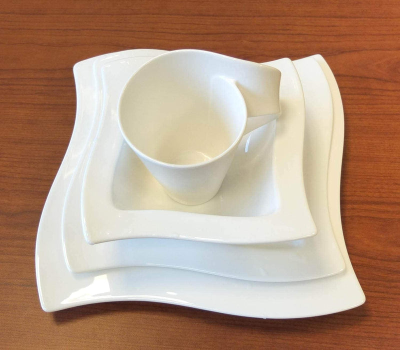 Villeroy & Boch New Wave 4-Piece Place Setting Dinner, Salad Plate, Bowl, and Mug – Premium Porcelain, Set of (Variable), Dinnerware