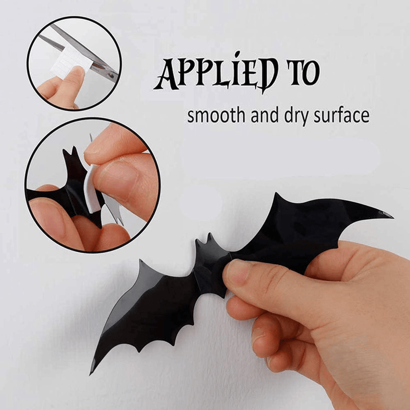 Vintage Halloween Decorations,Halloween Decoration, Bat Sticker for Home Decor DIY Window Decal Bathroom Indoor 3D Bats(84PCS )