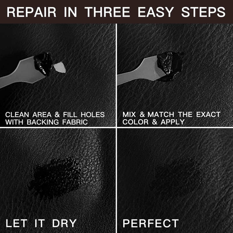 Vinyl and Leather Repair Kit for Couches | P Leather Leather Repair Paint Gel for Sofa, Jacket, Furniture, Car Seats, Purse. Perfect Color Matching for Genuine, Bonded, PU, Faux Leather