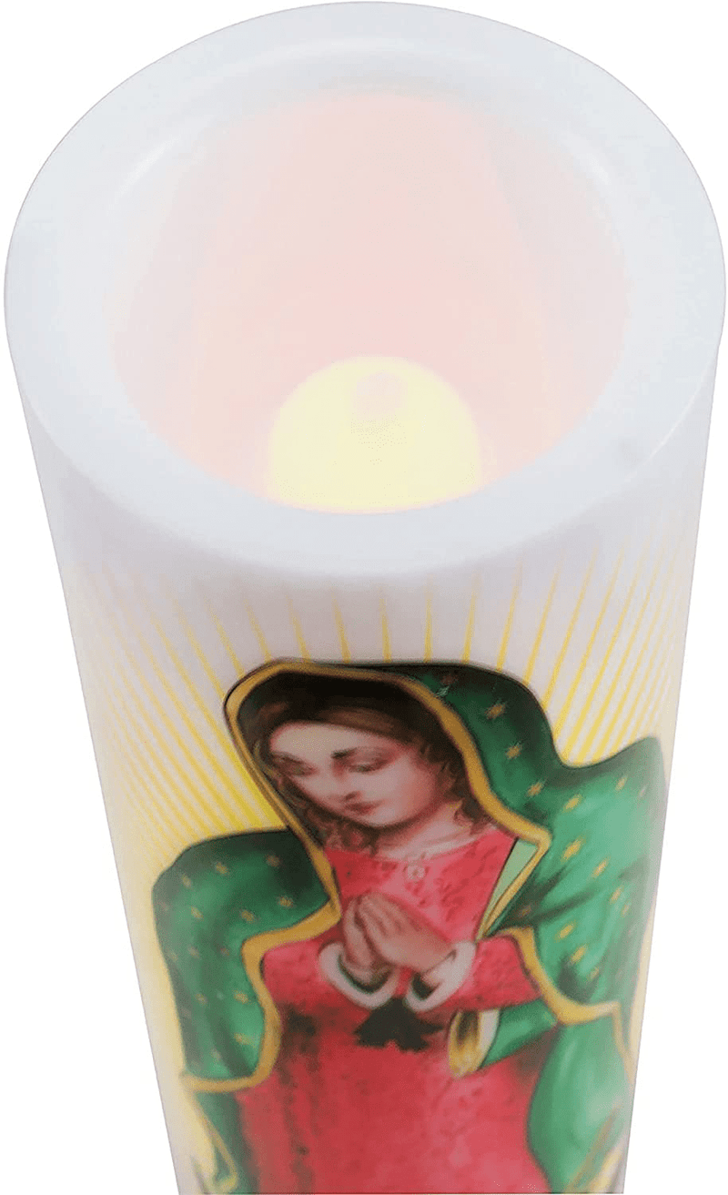 Virgin of Guadalupe Flameless LED Prayer Candle, Unique Religious Decoration, Gift Idea for Mothers Day, Birthday, or Any Holiday