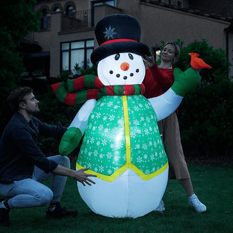 VIVOHOME 6ft Height Christmas Inflatable Snowman and Penguins with Colorful Rotating Led Lights Blow up Outdoor Yard Decoration