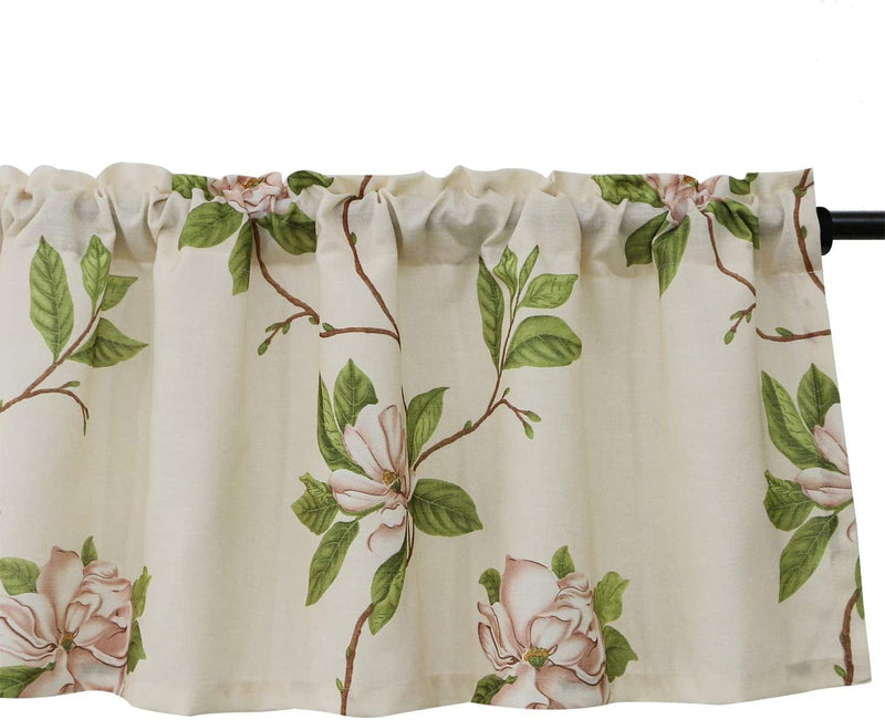 VOGOL Blue Valances for Small Windows Hood Leaves Print Window Valances for Living Room, Rod Pocket Valance Curtains 52 Inch Wide by 18 Inch Long, One Panel