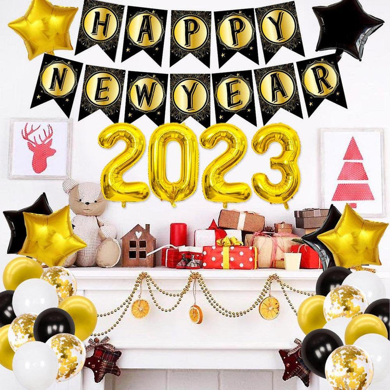Vokewalm 2023 New Year Balloons New Years Eve Party Supplies 2023 Balloons Set Happy New Year Supplies for Party Decor & Event Decorations Proficient