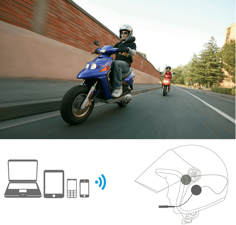 VR-robot Wireless Motorcycle Helmet Headset Work with Bluetooth, Motorcycle Intercom Headset, Wireless Helmet Heaphones, Wireless Helmet Communication Systems For Motor Motorbike, Motor Helmet Headset