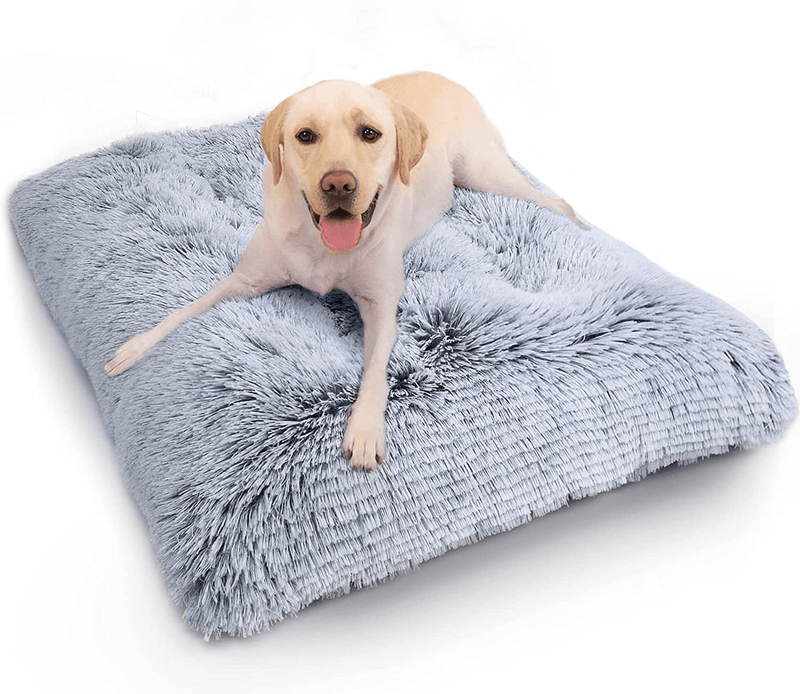 WAYIMPRESS Large Dog Crate Bed Crate Pad Mat for Medium Small Dogs&Cats,Fulffy Faux Fur Kennel Pad Comfy Self Warming Non-Slip Dog Beds for Sleeping and anti Anxiety