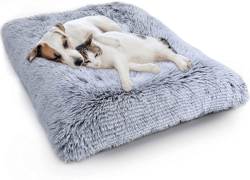 WAYIMPRESS Large Dog Crate Bed Crate Pad Mat for Medium Small Dogs&Cats,Fulffy Faux Fur Kennel Pad Comfy Self Warming Non-Slip Dog Beds for Sleeping and anti Anxiety