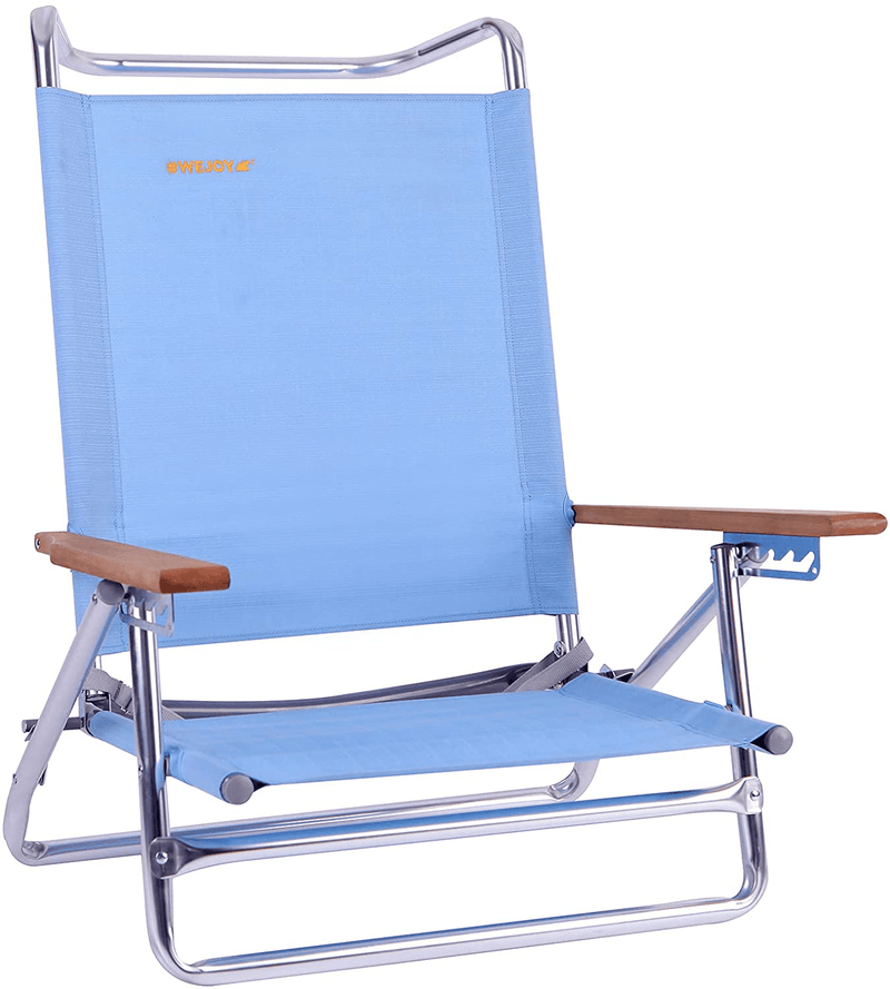 #WEJOY Portable Folding Beach Chair Lightweight Camping Chair Lawn Chairs for Concerts Lay Flat Beach Chairs Recliner Backpack Outdoor Chairs with Side Pockets, Shoulder Strap, Supports 265 Lbs