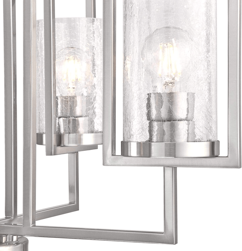 Westinghouse Lighting 6576500 Kayla Four-Light Indoor Chandelier, Brushed Nickel Finish with Clear Crackle Glass