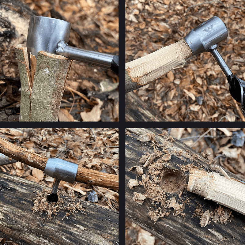 WEYLAND Survival Settlers Tool Bushcraft Hand Auger Wrench - Bushcraft Gear and Equipment Scotch Eye Wood Drill Peg and Manual Hole Maker Multitool for Camping, Bushcrafting and Outdoor Backpacking.