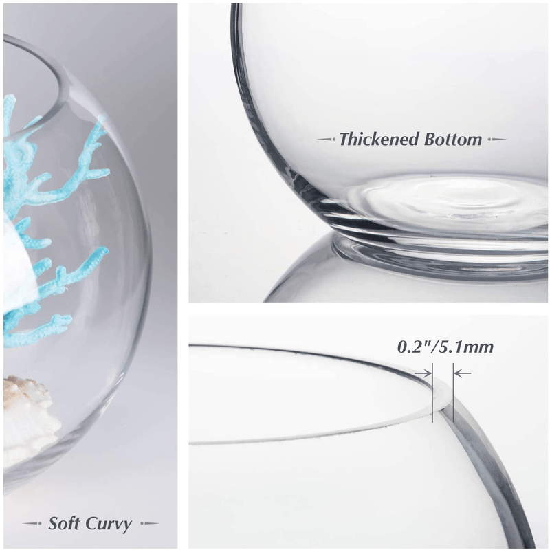 WGV Bowl Glass Vase, Diameter 8", Height 6", Open Width 5", (Multiple Sizes Choices) Clear Bubble Planter Terrarium Fish Bowl for Wedding Event Home Decor, 1 Piece (VBW0008A)