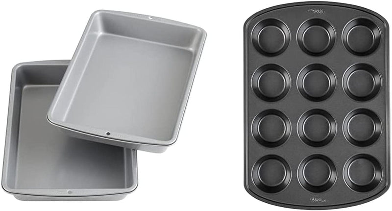Wilton Recipe Right Non-Stick 9 X 13-Inch Oblong Cake Pans, Set of 2, Steel Cake Pans