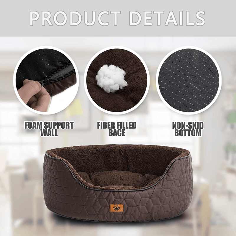 WINDRACING Luxury Dog Bed for Small Medium Dog Washable Removable Covers Oval Foam Pet Bed Sharpa Cozy Calming Anti-Anxiety Puppy Supplies Self Warming Cat Bed