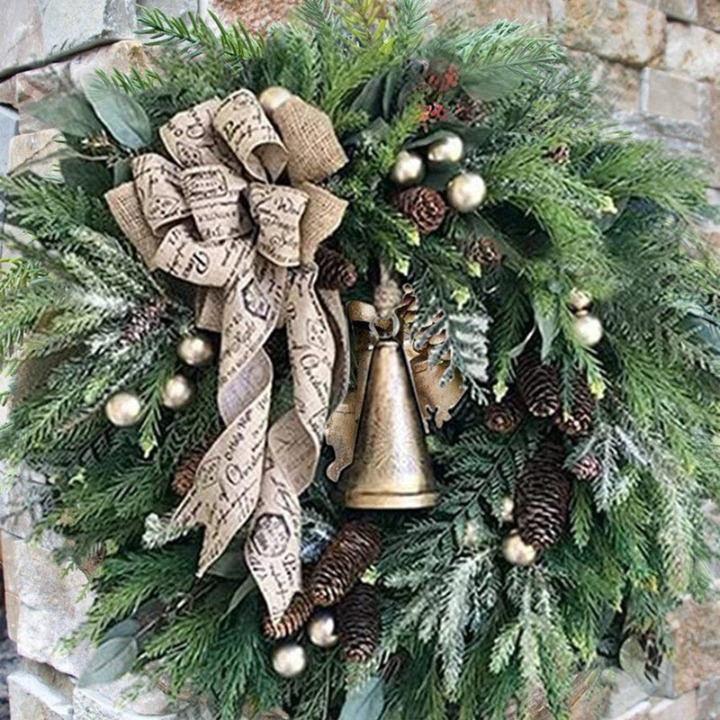 Winter Christmas Wreath for Front Door, Artificial Holiday Pine Wreaths with Pine Cone Needle Red Berry White Flower, Rustic Farmhouse Decoration for Xmas Home Party Indoor Outside