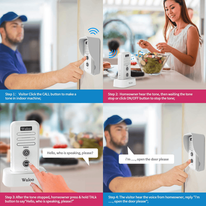 Wireless Intercom Doorbell Chime for Home Intercomunicador (1T2 White) …