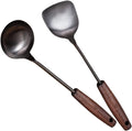 Wok Spatula and Ladle Tools Set - Vintage Wok Spatula Stainless Steel - 14.8-15 Inch Wok Cooking Utensils Set with Heat Resistant Wooden Handle - Solid Wok Accessories