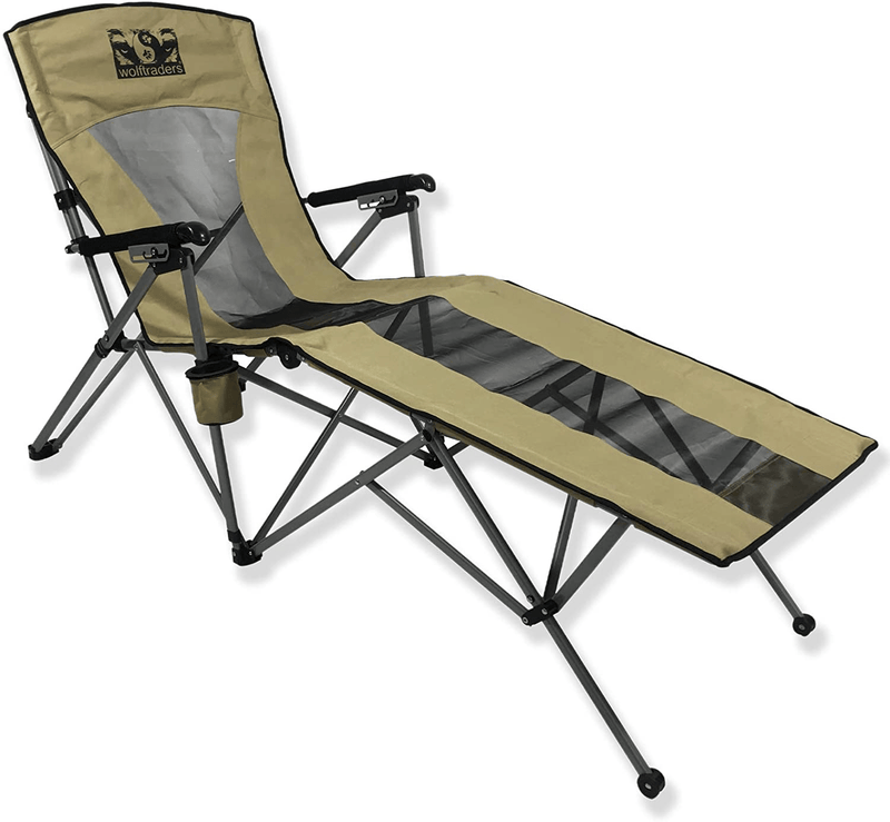 Wolftraders Layzwolf Hi-Back Folding Reclining Lounger Camp Chair