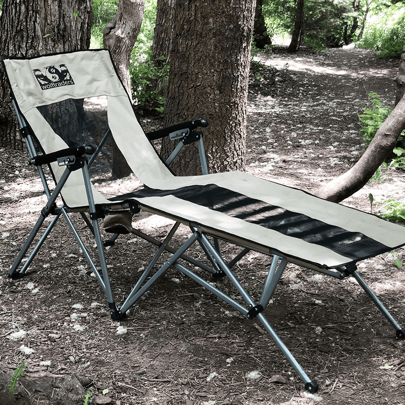 Wolftraders Layzwolf Hi-Back Folding Reclining Lounger Camp Chair
