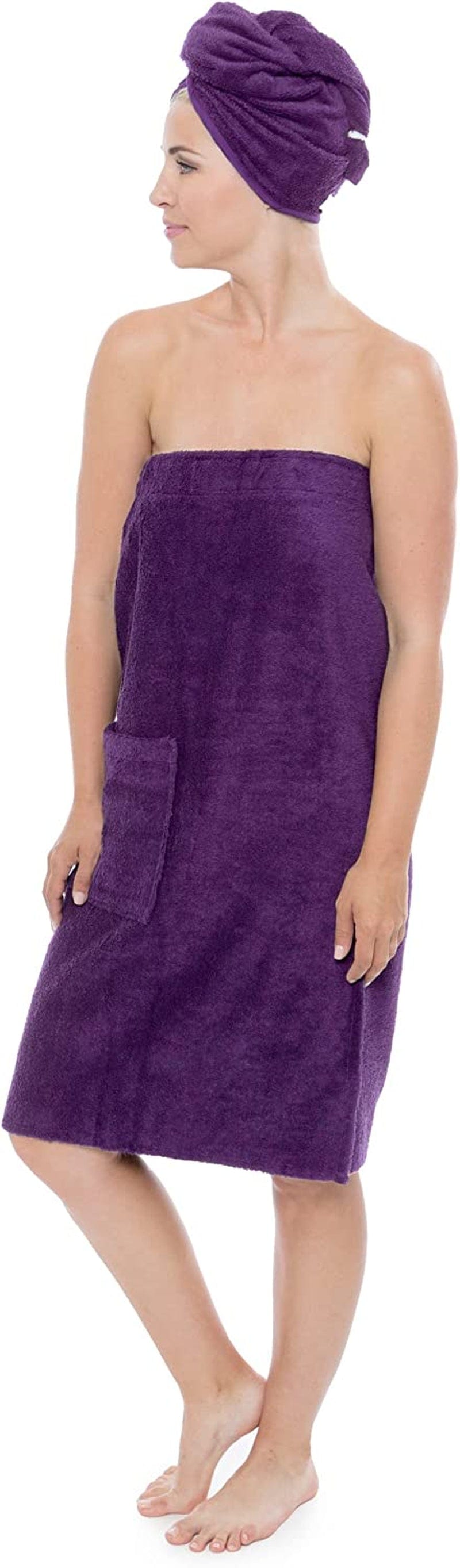 Women'S Towel Wrap - Bamboo Viscose Spa Wrap Set by Texere (The Waterfall, Barely Pink, Large/X-Large)