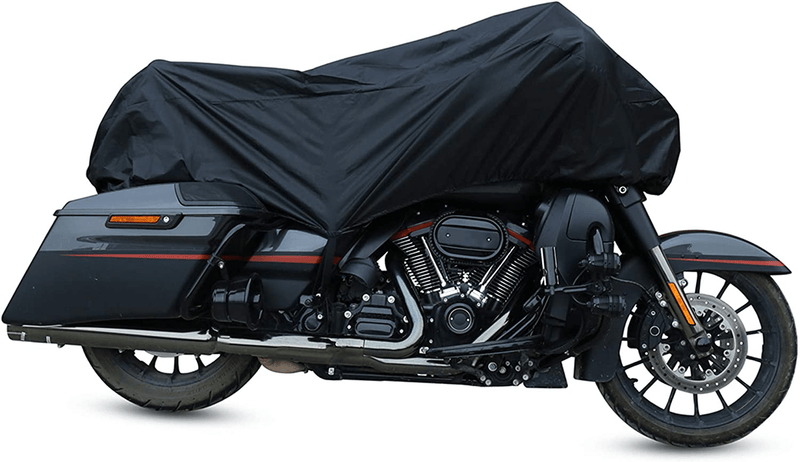 X AUTOHAUX Motorcycle Cover Street Bike Scooter Lightweight Half Cover Outdoor Waterproof Rain Dust Protector Black Size M for Kawasaki for Harley Davidson