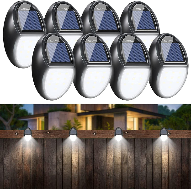 XINREE Solar Lights Outdoor Deck Lights, Solar Powered Fence Lights Outdoor Step Stair Lights,Solar Deck Lights Outdoor Waterproof Lamps for Wall Porch Pool Front Door Yard Stairs (8Pack X 10LED)