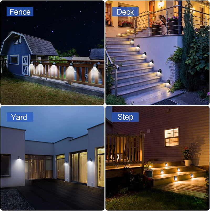 XINREE Solar Lights Outdoor Deck Lights, Solar Powered Fence Lights Outdoor Step Stair Lights,Solar Deck Lights Outdoor Waterproof Lamps for Wall Porch Pool Front Door Yard Stairs (8Pack X 10LED)