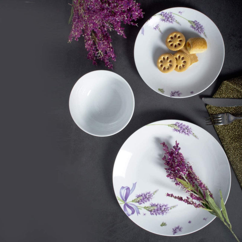 Xiteliy Ceramic Dinner Plate Sets, Plates, Bowls, 12 Pieces,Lavender Dinnerware Set Service for 4 (Purple, TL-XYC-D)