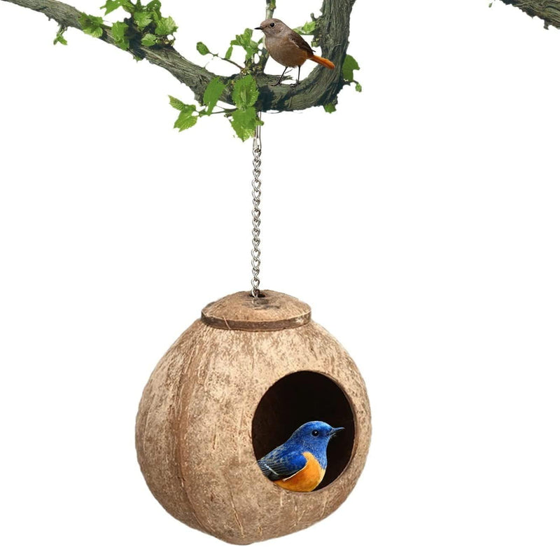 XXSLY Creative Birdcage Coconut Shell Bird Cages with Climb Ladder House Cage Nest Hanging Toys for Parrot Parakeet Lovebird Finch Canary Bird Cage Accessories (Color : Polish)