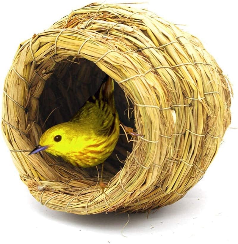 XXSLY Creative Birdcage Pure Handmade Bird Nest Straw Material Breeding Nest Birdhouse Peony Parrot Bird Nest Gourd Nest Small House Bird Cage Accessories (Size : CH)