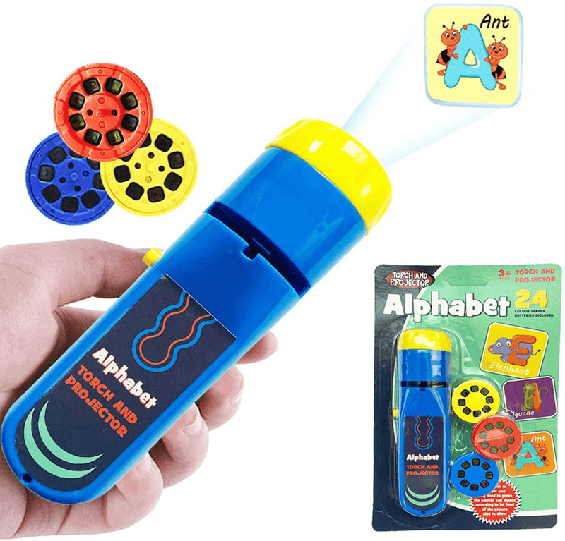 Yeelan Projector Torch Projection Light Torches lamp Flashlight Educational Toy Learning Bedtime Night Lights for Child,Kids,Infant,Toddler,Children (26 Letters)