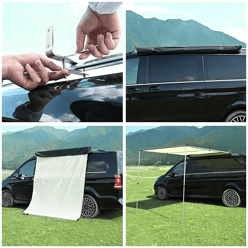 Yescom 6.6X8.2' Car Side Awning with LED Light Pull Out Tent Shelter Pu2000Mm UV50+ Shade SUV Outdoor Camping Beige