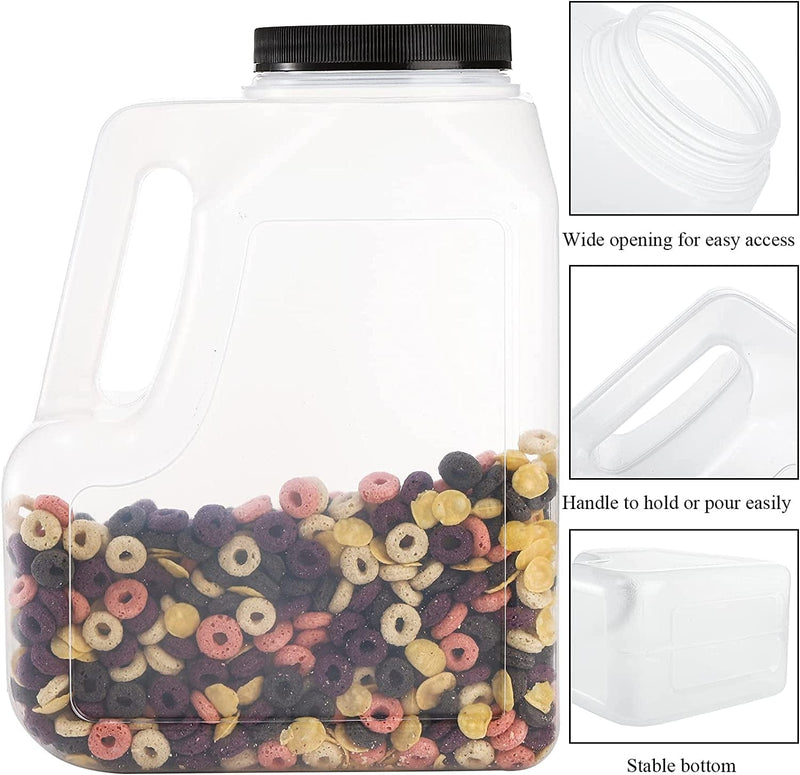 Yesland 2 Pcs Clear Plastic Gallon Jar with Handle and Airtight Lid - Square Empty Storage Containers and Jugs - 1.25 Gallon Wide Mouth Bottles for Craft Supplies, Paint, Detergent Storage, Liquids
