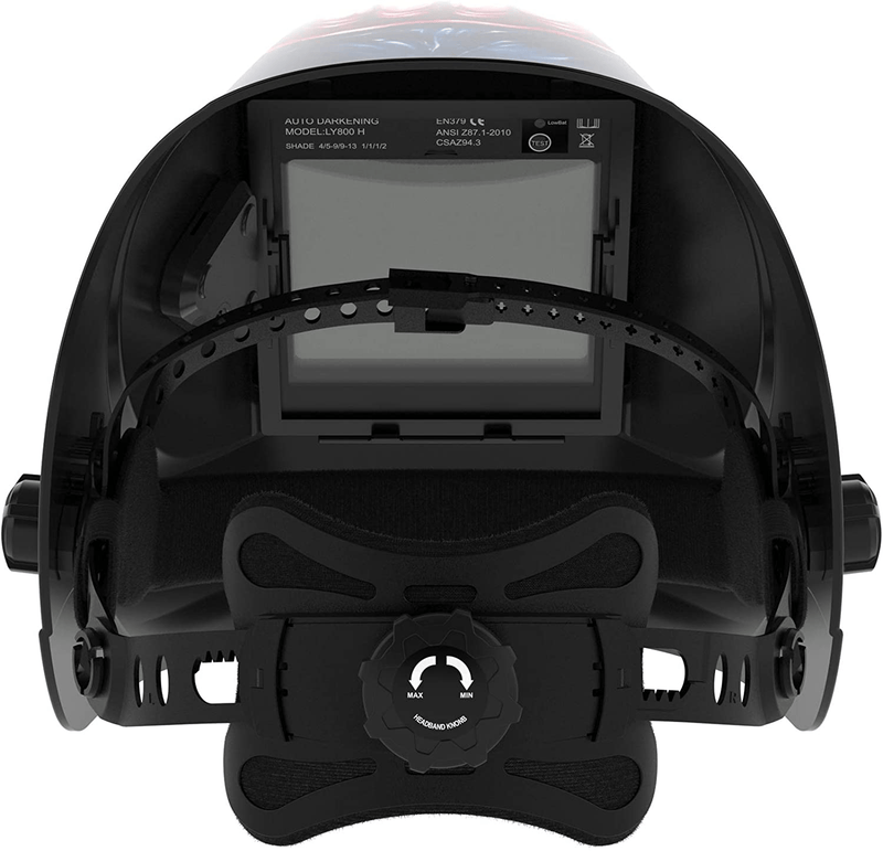 YESWELDER Large Viewing 3.94"X3.66" True Color Solar Power Auto Darkening Welding Helmet, 4 Arc Sensor Wide Shade 4~5/9-9/13 for TIG MIG Arc Weld Grinding Welder Mask LYG-M800H-VM