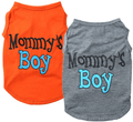 Yikeyo 2-Pack Mommy'S Boy Dog Shirt Male Puppy Clothes for Small Dog Boy Chihuahua Yorkies Bulldog Pet Cat Outfits Tshirt Apparel (Large, Gray+Orange)