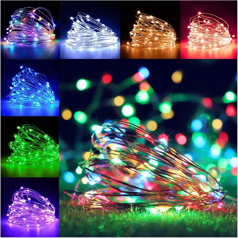 Yotelim LED Fairy String Lights with Remote Control - 2 Set 100 LED 33Ft/10M Micro Silver Wire Indoor Battery Operated LED String Lights for Garden Home Party Wedding Festival Decorations(Warm White)