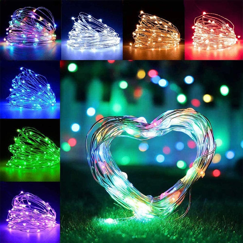Yotelim LED Fairy String Lights with Remote Control - 2 Set 100 LED 33Ft/10M Micro Silver Wire Indoor Battery Operated LED String Lights for Garden Home Party Wedding Festival Decorations(Warm White)