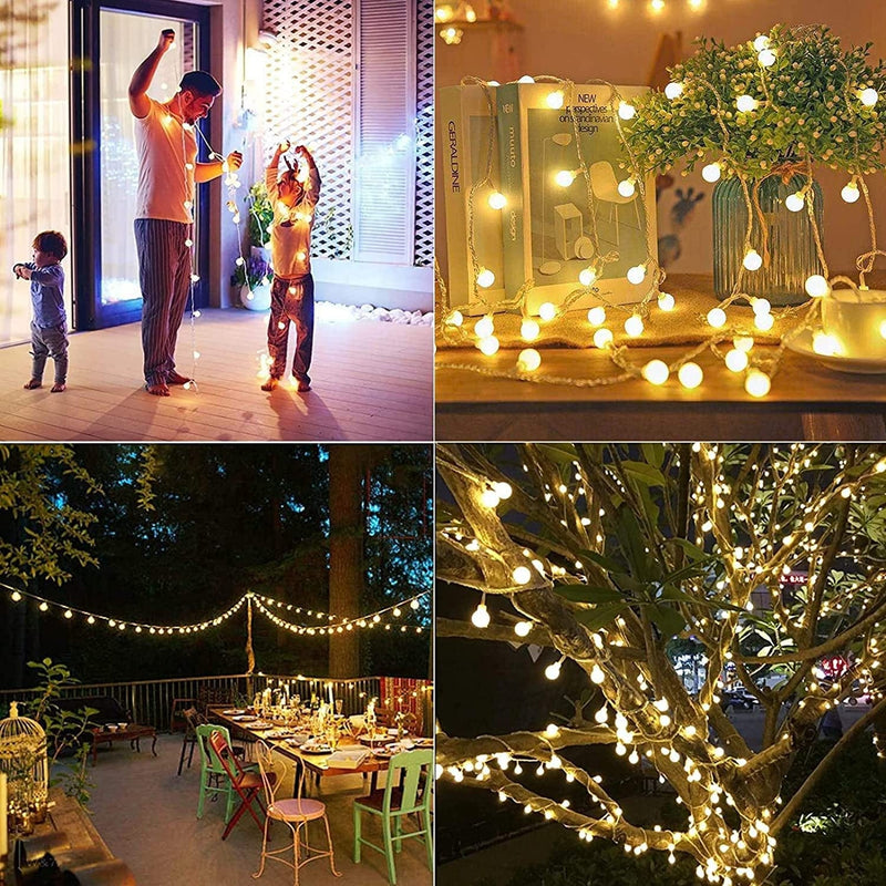 YOYONACY Battery Operated String Lights Bedroom - 52FT 2 Pack 120 Leds Globe Fairy String Lights Waterproof 8 Modes with Remote and Timer for Indoor Outdoor Wedding Party Christmas Decor, Warm White