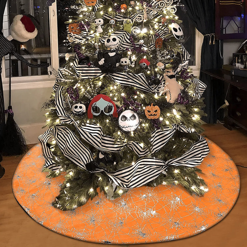 yuboo Christmas&Halloween Tree Skirt,48" Black&White Lollipop Decor for Halloween Tree Ornaments and Xmas Decorations