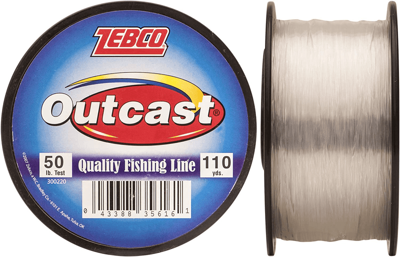 Zebco Outcast Monofilament Fishing Line, Low Memory and Stretch with High Tensile Strength