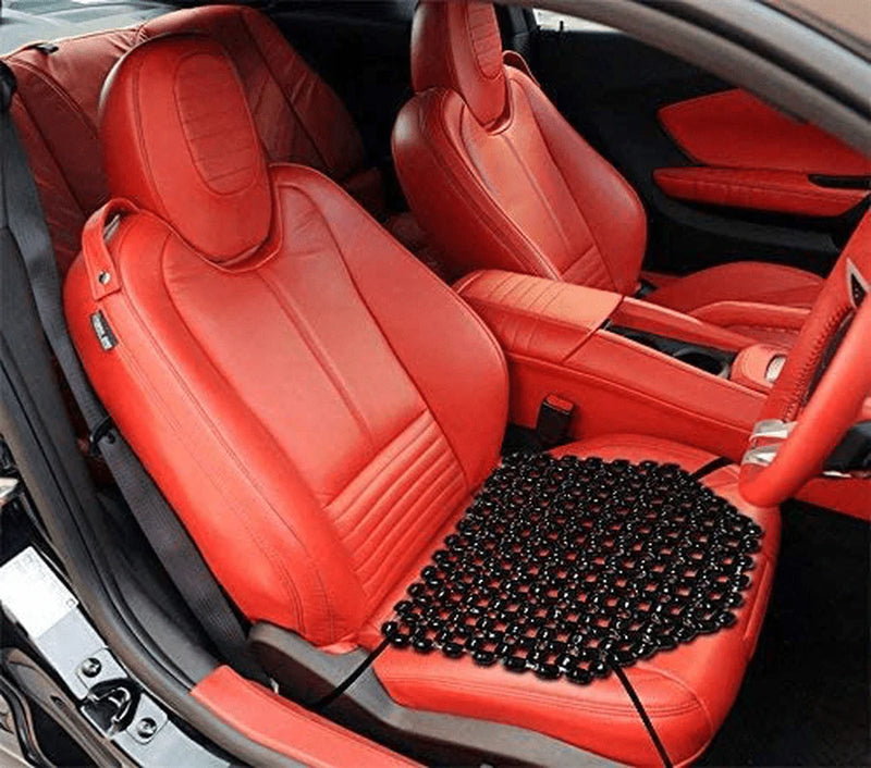 Zento Deals Double Strung Wooden Beaded Ultra Comfort Massaging Seat Cover - Black Massaging Car Motorcycle Seat Cover for Ultimate Relaxation!