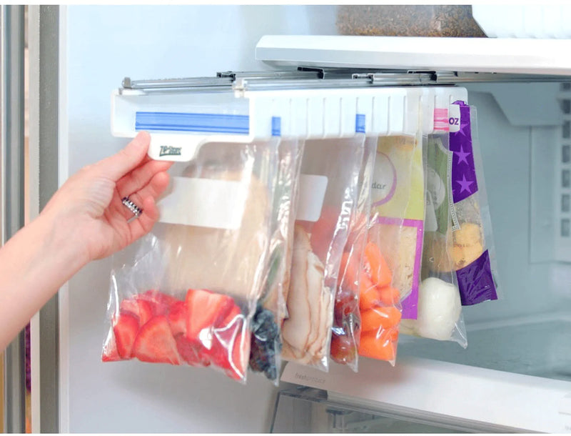 Zip n Store - Your Refrigerator Organizer Bins - Seal-top Bags Easy Fridge Organizer - Organizes 10 Bags, Perfect For Leftovers, Easy To See & Install, Access Food, Quick Access Slide Track - Door