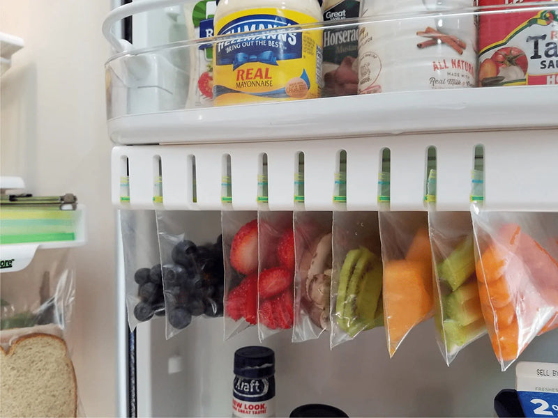 Zip n Store - Your Refrigerator Organizer Bins - Seal-top Bags Easy Fridge Organizer - Organizes 10 Bags, Perfect For Leftovers, Easy To See & Install, Access Food, Quick Access Slide Track - Door