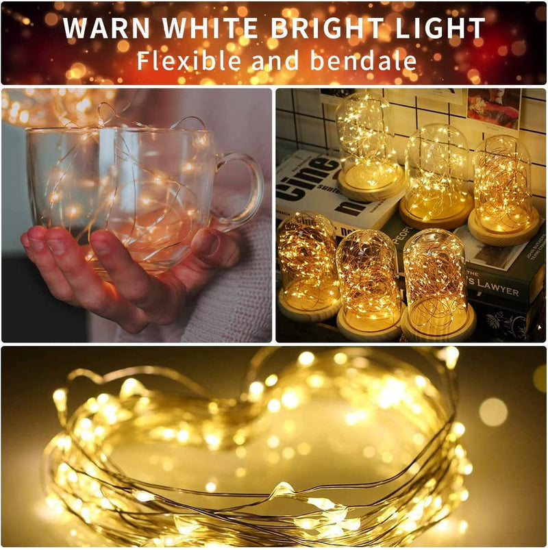 ZOUTOG 24 Pack LED Fairy Lights Battery Operated, String Twinkle Lights for Bedroom, Waterproof 6.6Ft 20 LED Battery Lights for DIY Wedding Party Valentine'S Day Gifts Romantic Decoration, Warm White