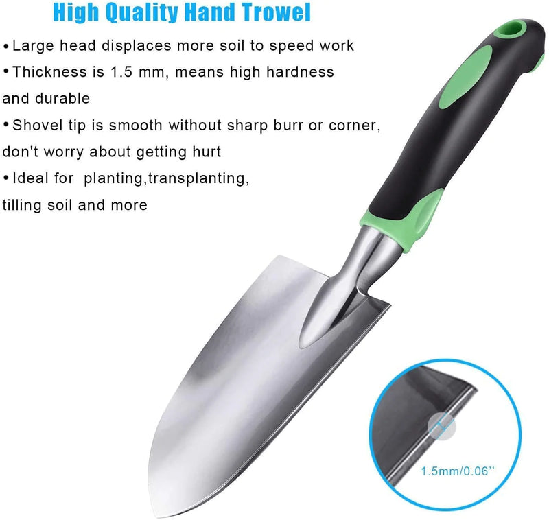 ZUZUAN Garden Tool Set, 3 Pack Garden Hand Shovels Aluminum Alloy Garden Trowels with Ergonomic Rubberized Non-Slip Grip, Included Trowel, Transplant Trowel and Cultivator Hand Rake